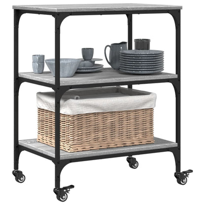 vidaXL Kitchen Trolley Grey Sonoma 60x41x76 cm Engineered Wood 6