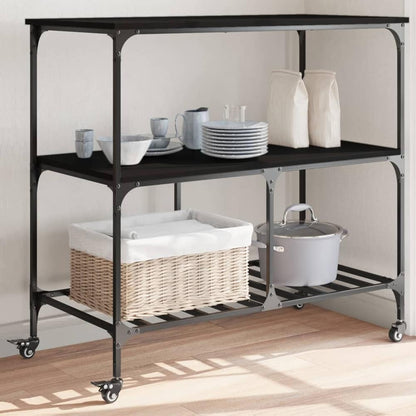 Kitchen Trolley 100x50x95 cm Engineered Wood Black
