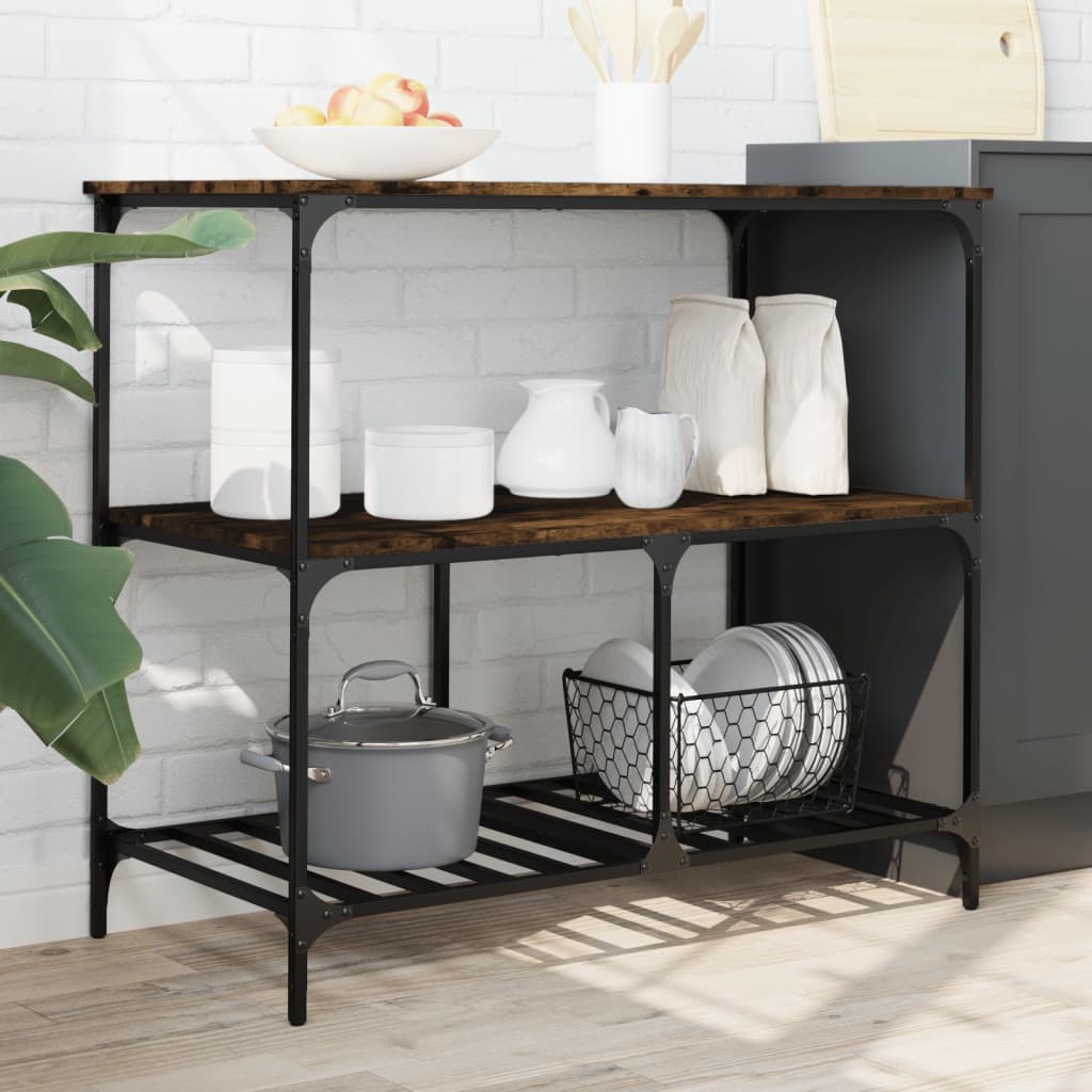 Kitchen Trolley 100x50x95 cm Engineered Wood Smoked Oak