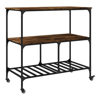 Kitchen Trolley 100x50x95 cm Engineered Wood Smoked Oak