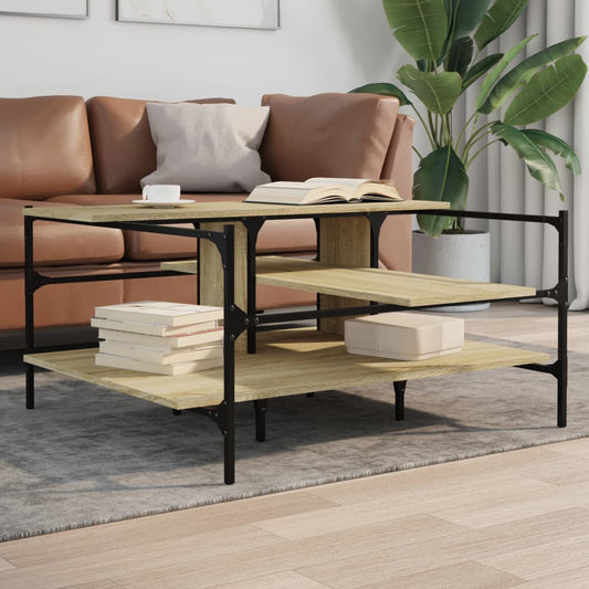 vidaXL Coffee Table Sonoma Oak 100x100x48,5 cm Engineered Wood 1