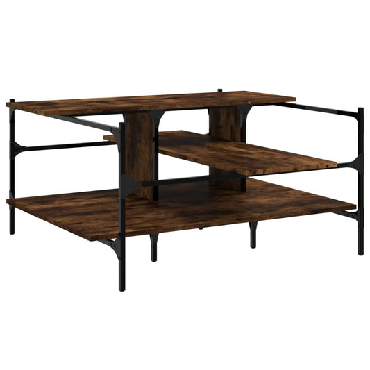 vidaXL Coffee Table Smoked Oak 100x100x48,5 cm Engineered Wood 2