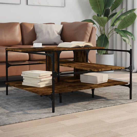 vidaXL Coffee Table Smoked Oak 100x100x48,5 cm Engineered Wood 1