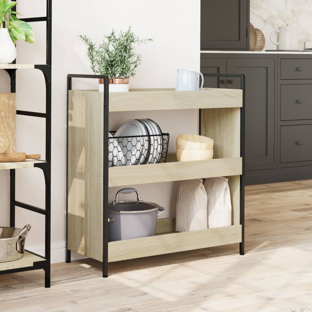 vidaXL Kitchen Trolley Sonoma Oak 70x30x82 cm Engineered Wood 3
