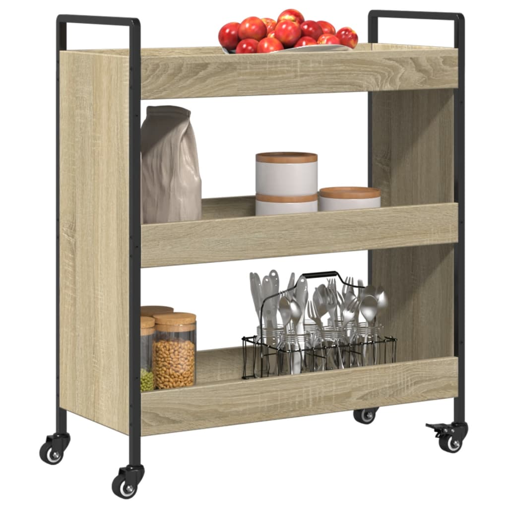 vidaXL Kitchen Trolley Sonoma Oak 70x30x82 cm Engineered Wood 6