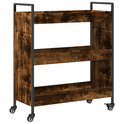 vidaXL Kitchen Trolley Smoked Oak 70x30x82 cm Engineered Wood 2