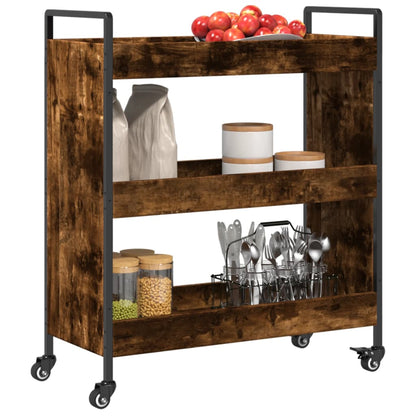 vidaXL Kitchen Trolley Smoked Oak 70x30x82 cm Engineered Wood 6