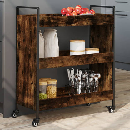 vidaXL Kitchen Trolley Smoked Oak 70x30x82 cm Engineered Wood 1