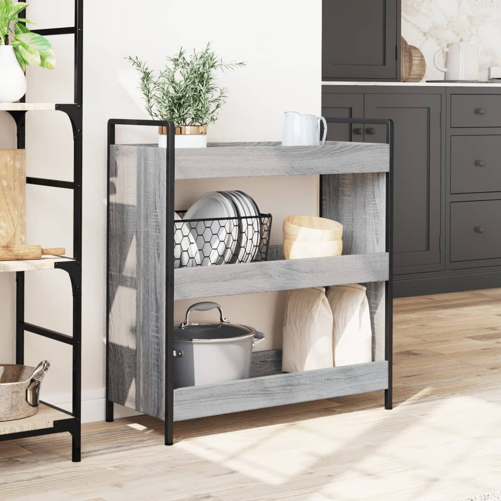 vidaXL Kitchen Trolley Grey Sonoma 70x30x82 cm Engineered Wood 3