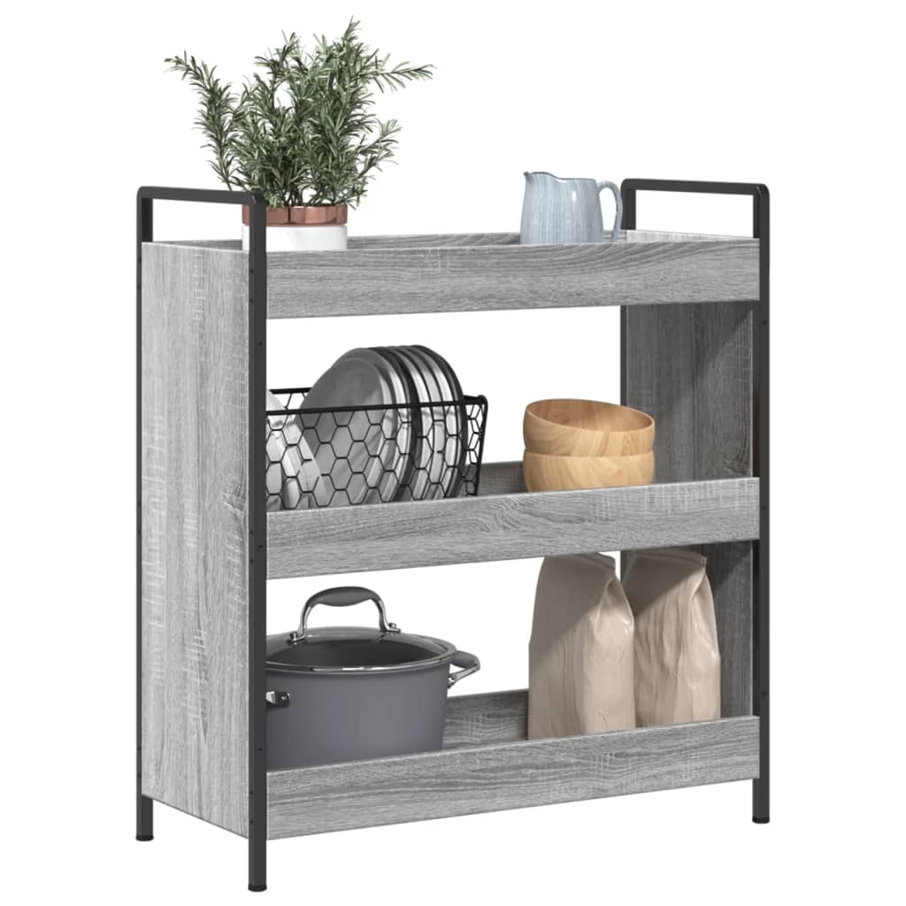 vidaXL Kitchen Trolley Grey Sonoma 70x30x82 cm Engineered Wood 5