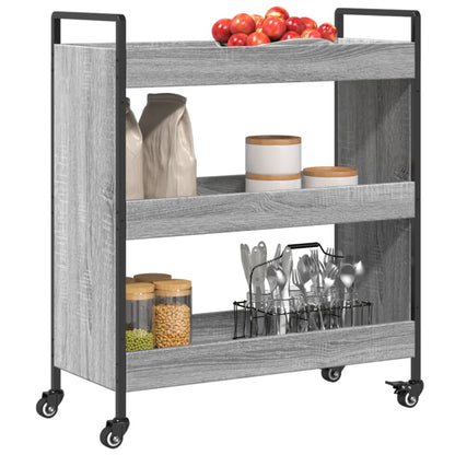 vidaXL Kitchen Trolley Grey Sonoma 70x30x82 cm Engineered Wood 6