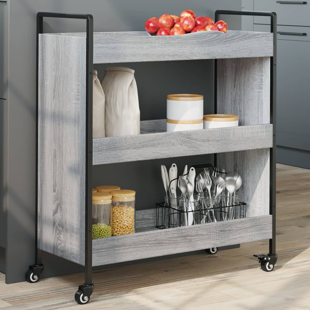 vidaXL Kitchen Trolley Grey Sonoma 70x30x82 cm Engineered Wood 1