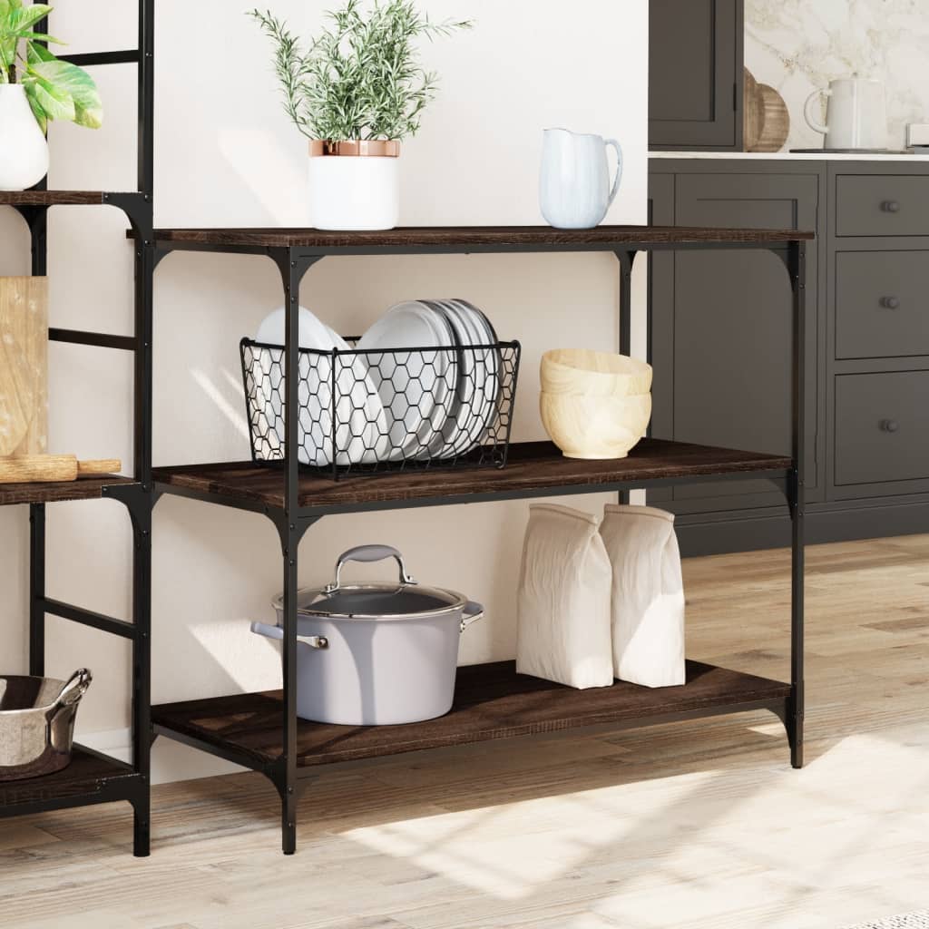 Kitchen Trolley 102x50x95 cm Engineered Wood Brown Oak
