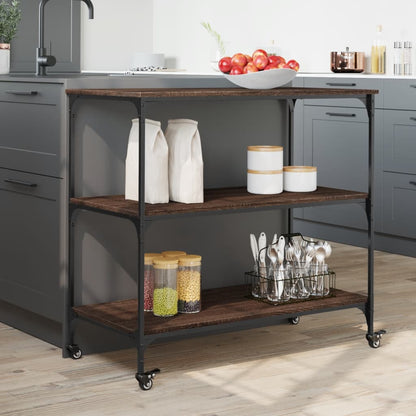 Kitchen Trolley 102x50x95 cm Engineered Wood Brown Oak