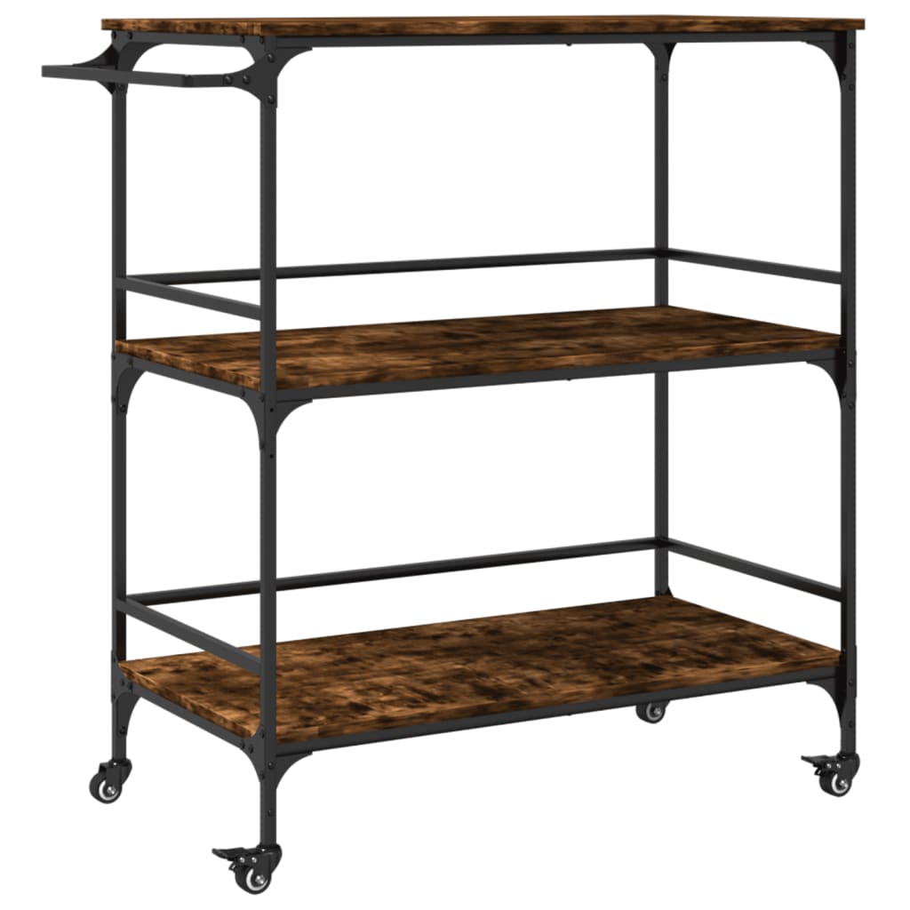 vidaXL Kitchen Trolley Smoked Oak 100,5x50x105 cm Engineered Wood 2