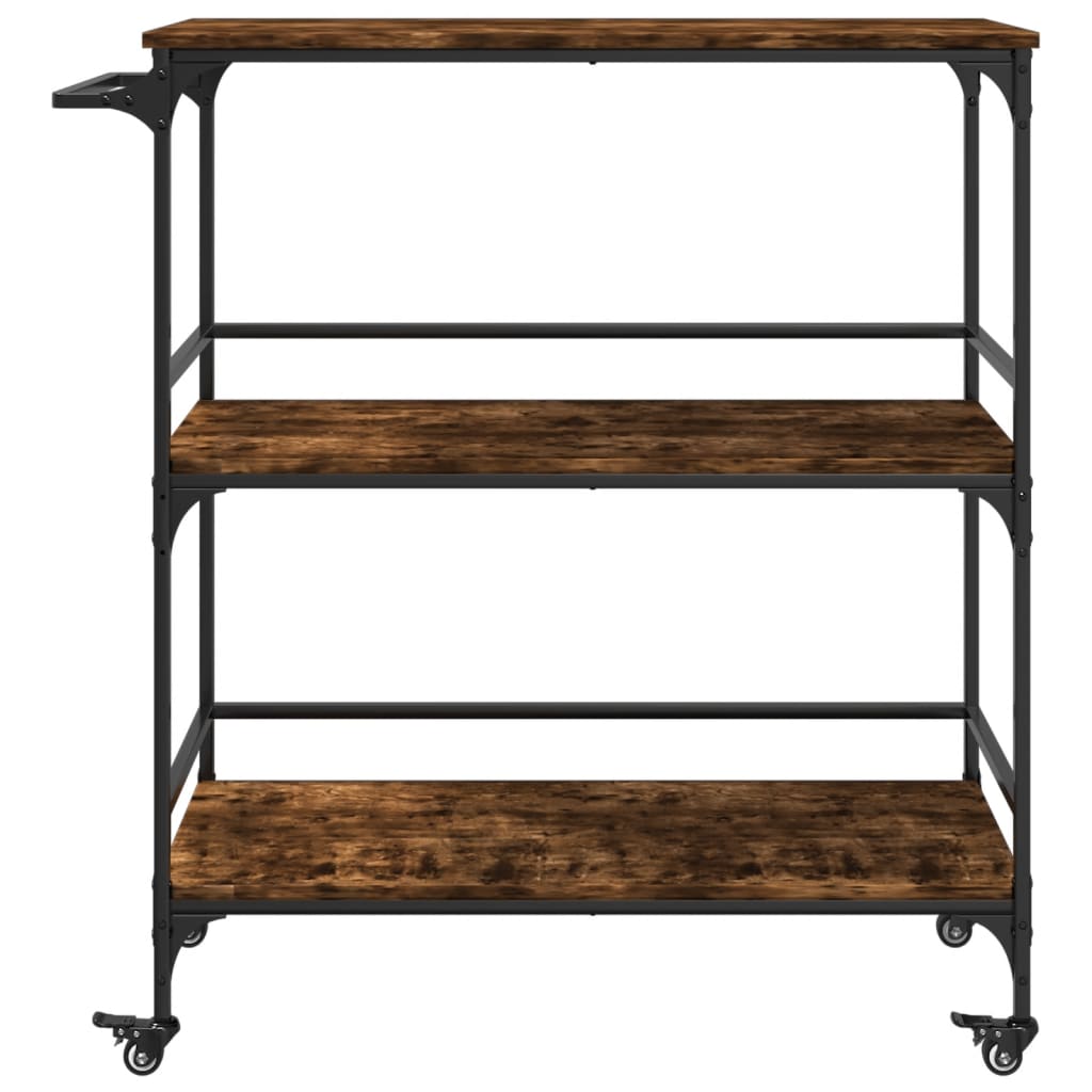 vidaXL Kitchen Trolley Smoked Oak 100,5x50x105 cm Engineered Wood 5