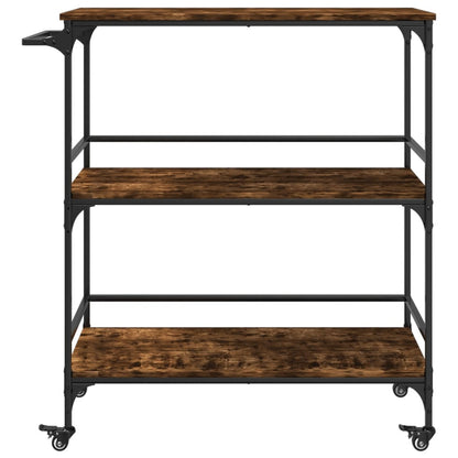 vidaXL Kitchen Trolley Smoked Oak 100,5x50x105 cm Engineered Wood 5