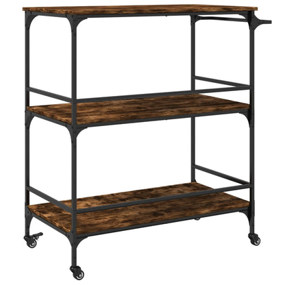 vidaXL Kitchen Trolley Smoked Oak 100,5x50x105 cm Engineered Wood 6