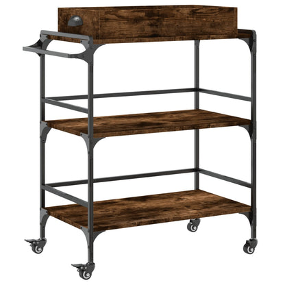 vidaXL Kitchen Trolley Smoked Oak 81.5x41x92.5 cm Engineered Wood 2
