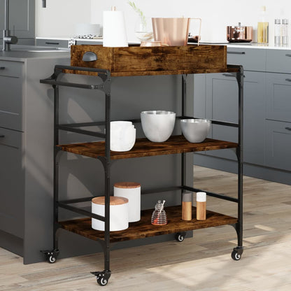 vidaXL Kitchen Trolley Smoked Oak 81.5x41x92.5 cm Engineered Wood 1