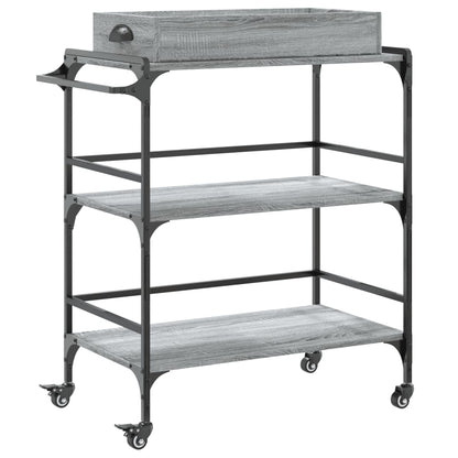 vidaXL Kitchen Trolley Grey Sonoma 81.5x41x92.5 cm Engineered Wood 2