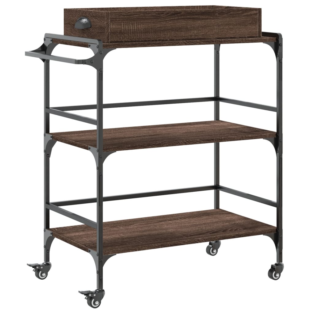 vidaXL Kitchen Trolley Brown Oak 81.5x41x92.5 cm Engineered Wood 2