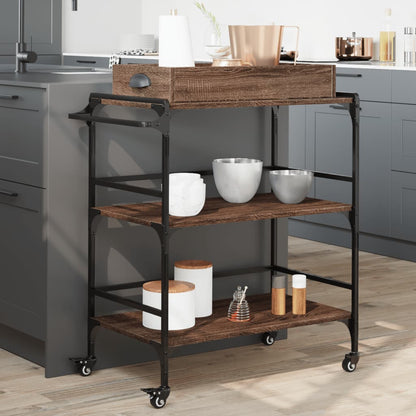 vidaXL Kitchen Trolley Brown Oak 81.5x41x92.5 cm Engineered Wood 1