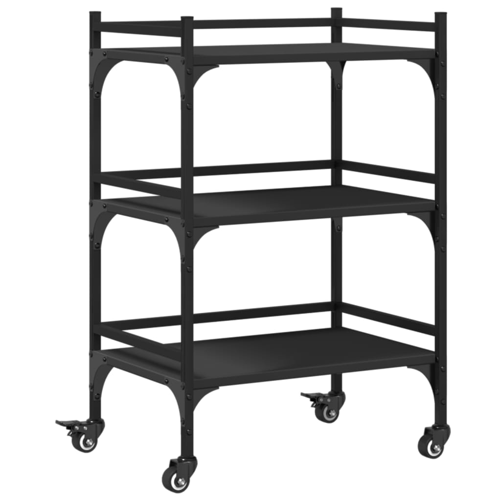 vidaXL Kitchen Trolley Black 50x35x75.5 cm Engineered Wood 2