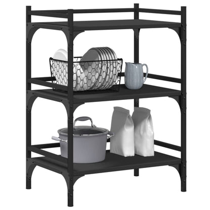 vidaXL Kitchen Trolley Black 50x35x75.5 cm Engineered Wood 5