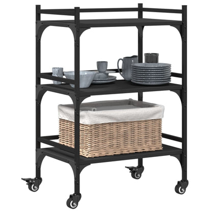 vidaXL Kitchen Trolley Black 50x35x75.5 cm Engineered Wood 6