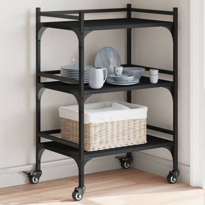 vidaXL Kitchen Trolley Black 50x35x75.5 cm Engineered Wood 1