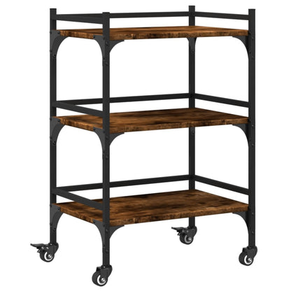 vidaXL Kitchen Trolley Smoked Oak 50x35x75.5 cm Engineered Wood 2