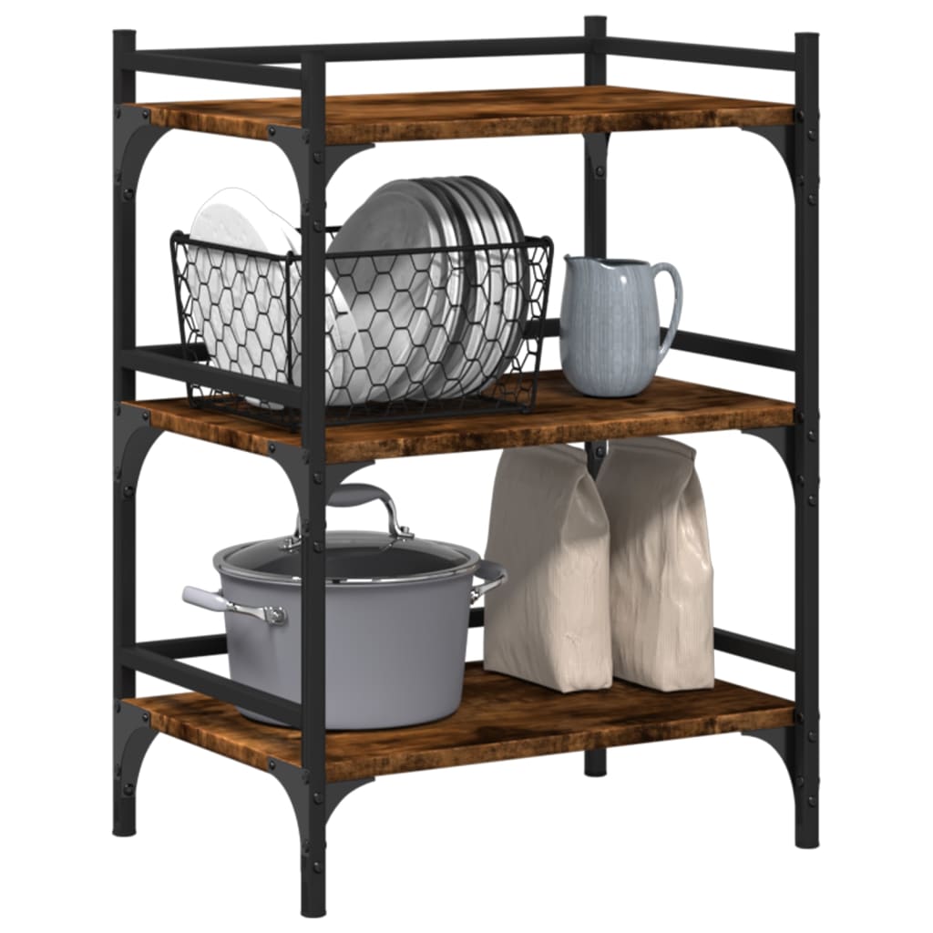 vidaXL Kitchen Trolley Smoked Oak 50x35x75.5 cm Engineered Wood 5