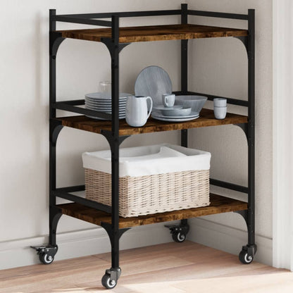 vidaXL Kitchen Trolley Smoked Oak 50x35x75.5 cm Engineered Wood 1
