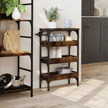 vidaXL Kitchen Trolley Smoked Oak 53x20x76 cm Engineered Wood 3