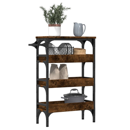 vidaXL Kitchen Trolley Smoked Oak 53x20x76 cm Engineered Wood 5