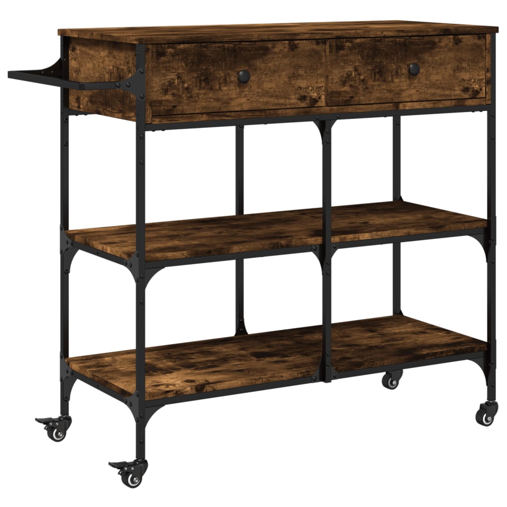 Kitchen Trolley 105x42x95 cm Engineered Wood Smoked oak