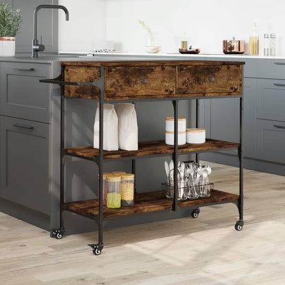 Kitchen Trolley 105x42x95 cm Engineered Wood Smoked oak