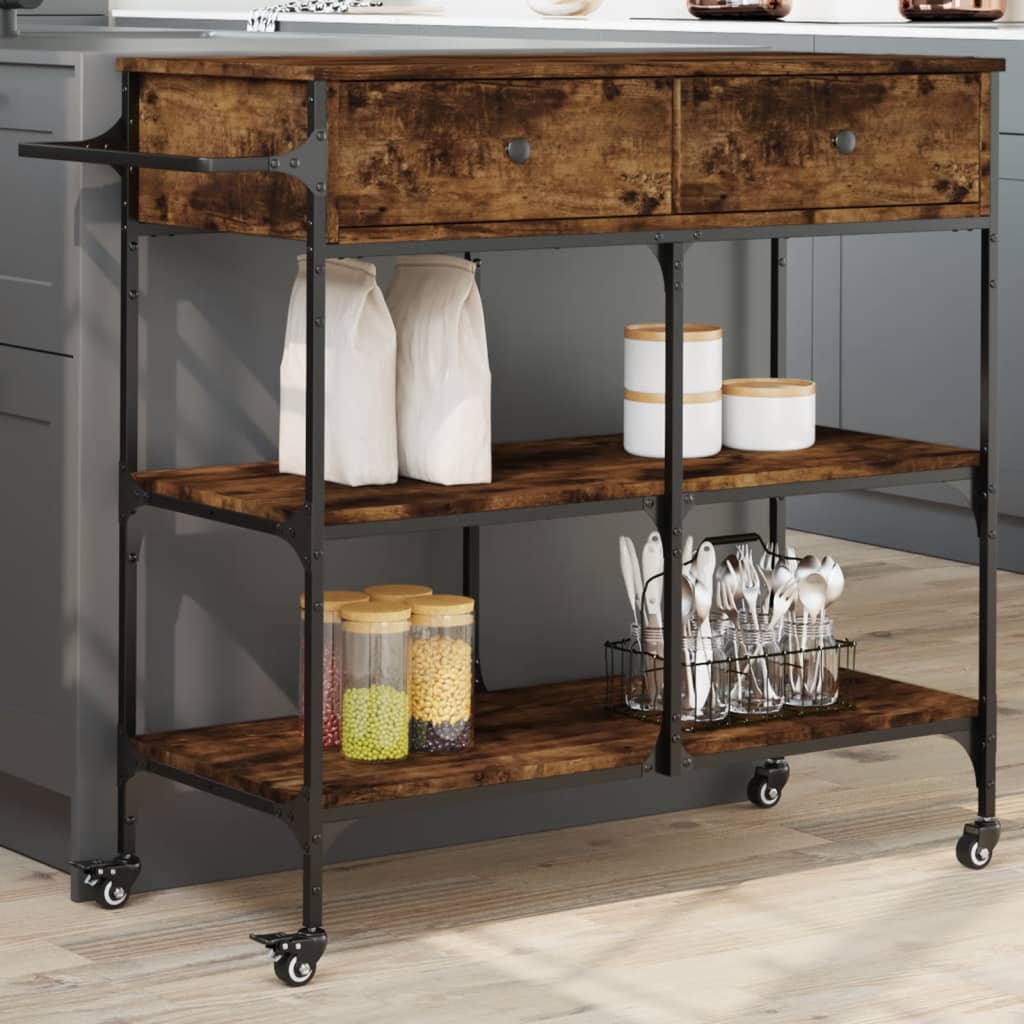 Kitchen Trolley 105x42x95 cm Engineered Wood Smoked oak
