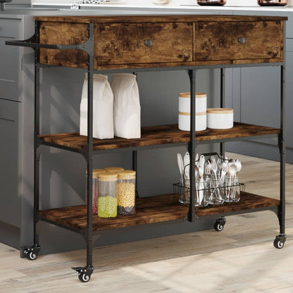 Kitchen Trolley 105x42x95 cm Engineered Wood Smoked oak