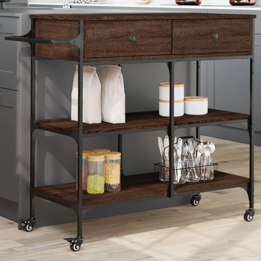 Kitchen Trolley 105x42x95 cm Engineered Wood Brown oak