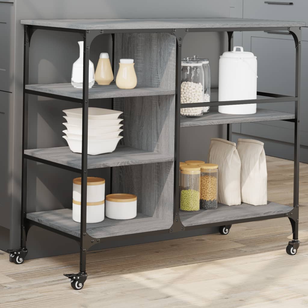 Kitchen Trolley 100x45x89,5 cm Engineered Wood Grey sonoma