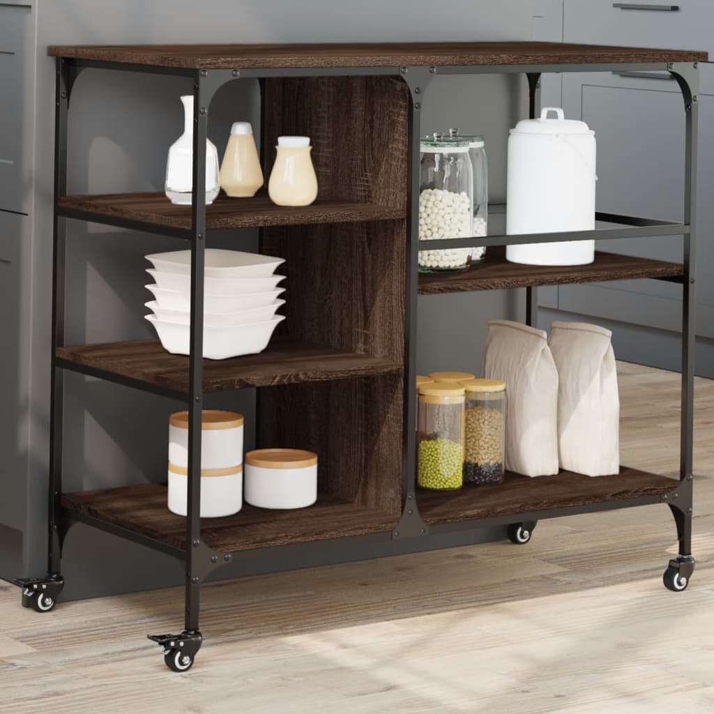 Kitchen Trolley 100x45x89,5 cm Engineered Wood Brown oak