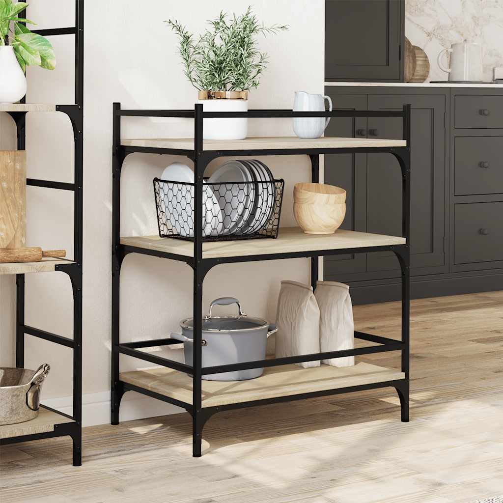 vidaXL Kitchen Trolley Sonoma Oak 65x40x86.5 cm Engineered Wood 4