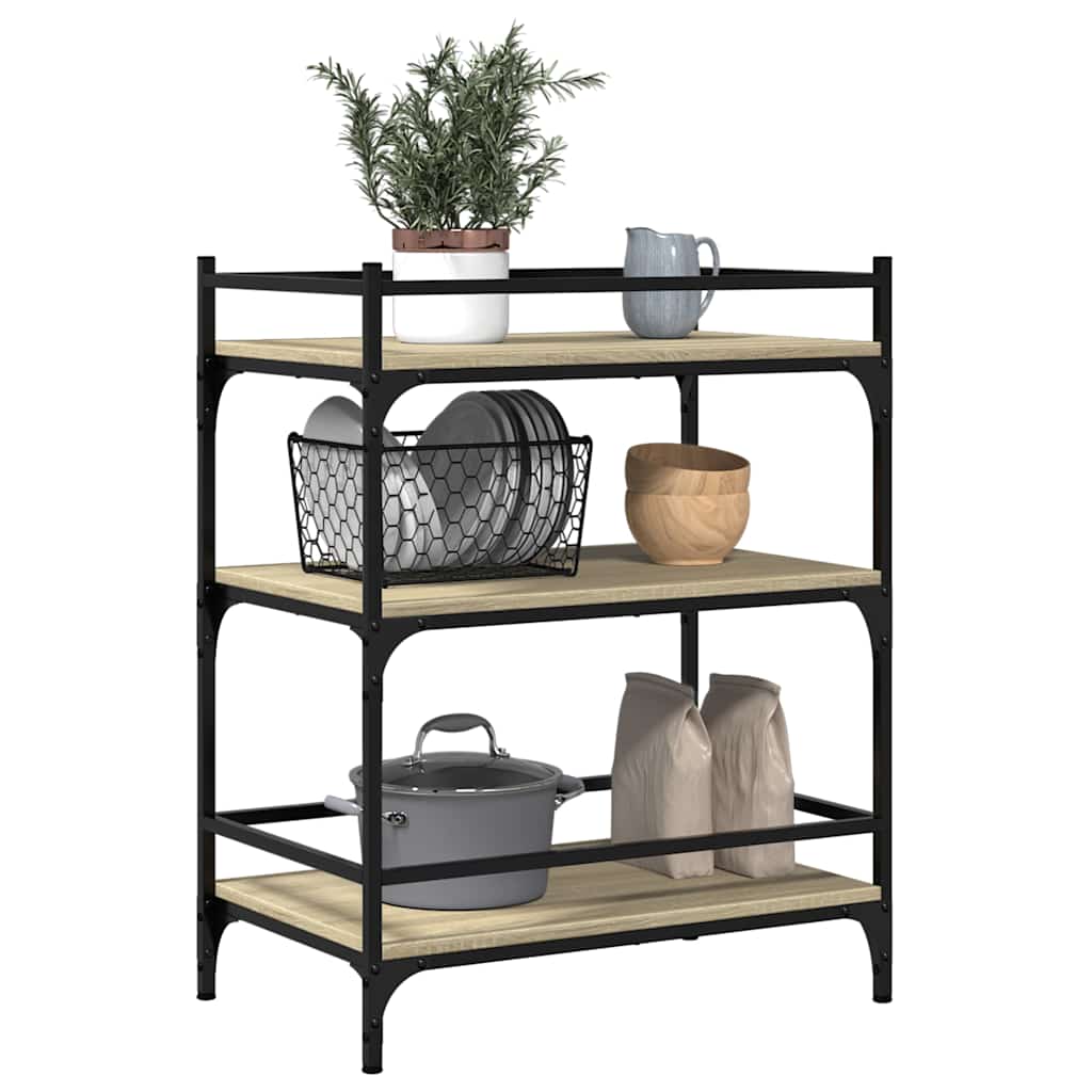 vidaXL Kitchen Trolley Sonoma Oak 65x40x86.5 cm Engineered Wood 5