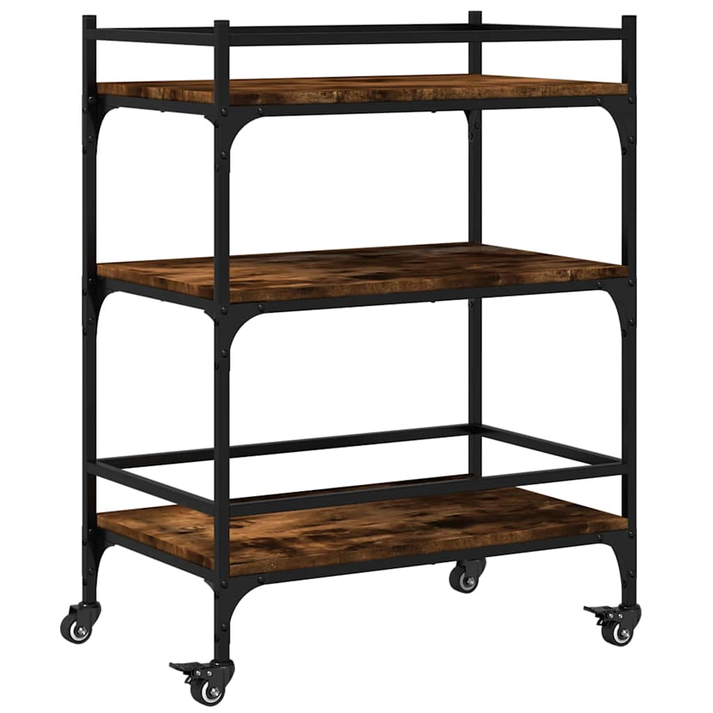 vidaXL Kitchen Trolley Smoked Oak 65x40x86.5 cm Engineered Wood 2
