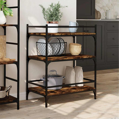 vidaXL Kitchen Trolley Smoked Oak 65x40x86.5 cm Engineered Wood 4