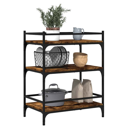vidaXL Kitchen Trolley Smoked Oak 65x40x86.5 cm Engineered Wood 5