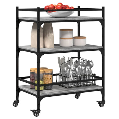 vidaXL Kitchen Trolley Grey Sonoma 65x40x86.5 cm Engineered Wood 6