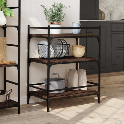 vidaXL Kitchen Trolley Brown Oak 65x40x86.5 cm Engineered Wood 4
